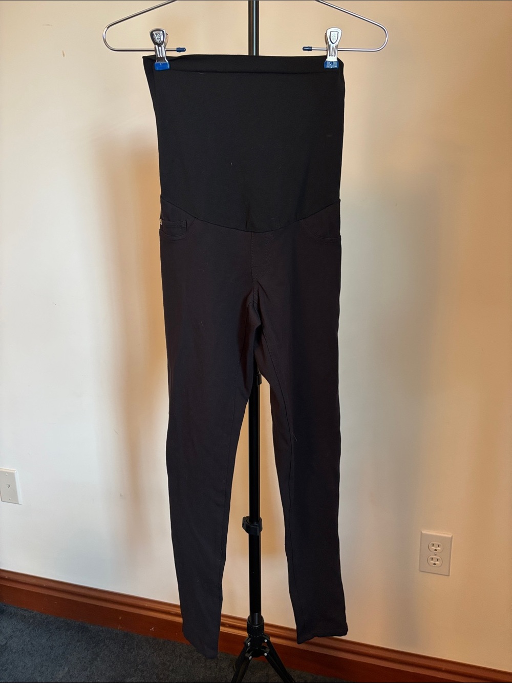 A Pea in the Pod Black Maternity Skinny Pants with Fold-Over Waist